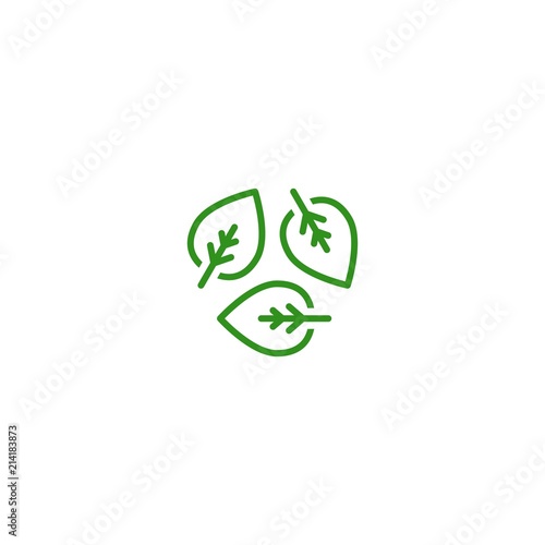 Three line leaves eco recycle icon. isolated on white. Vector reuse illustration.