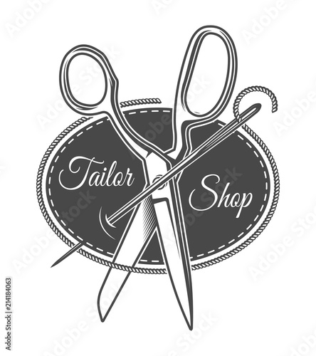 Vintage monochrome tailor shop logotype