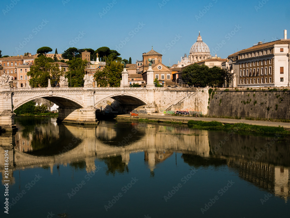 view from the bridge over the dome of the vatican in Rome