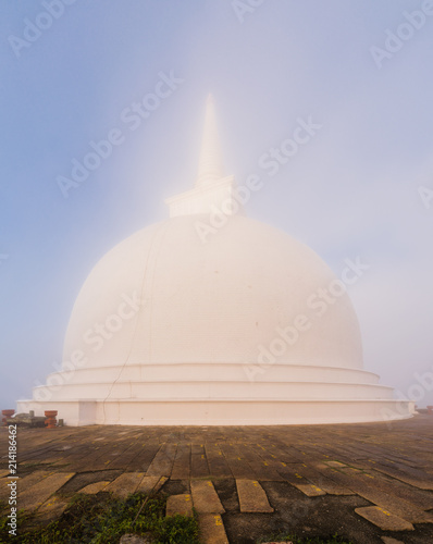 The white cupola of a buddhist stupa in Anuradhapura religious site, Sri Lanka