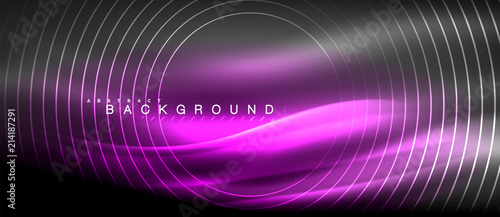 Neon glowing lines, magic energy space light concept, abstract background wallpaper design