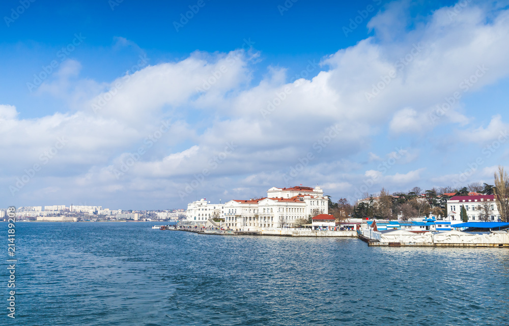 Coastal view of Sevastopol city in sunny day
