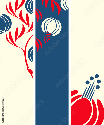 asian style floral bookmarks set in red and blue shades