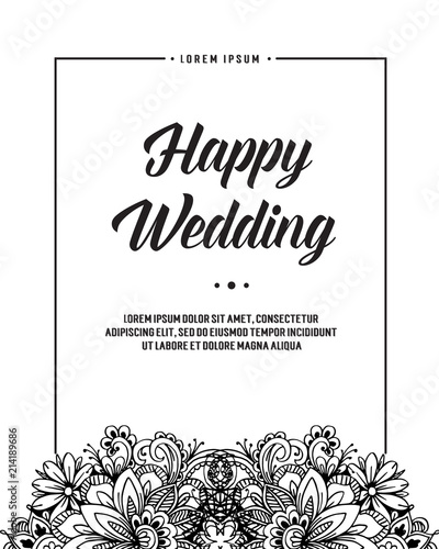 Happy wedding cute floral design greeting card