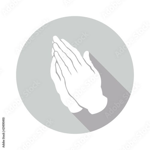 prayer gesture in a gray circle
