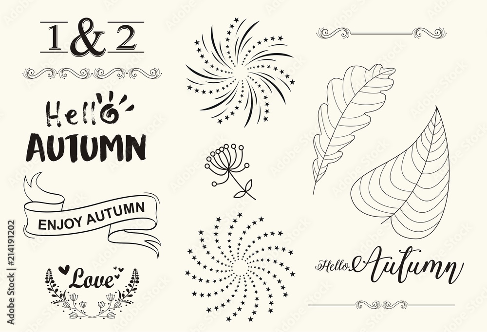 Hand drawn of Hello Autumn Hand drawn of Hello Autumn