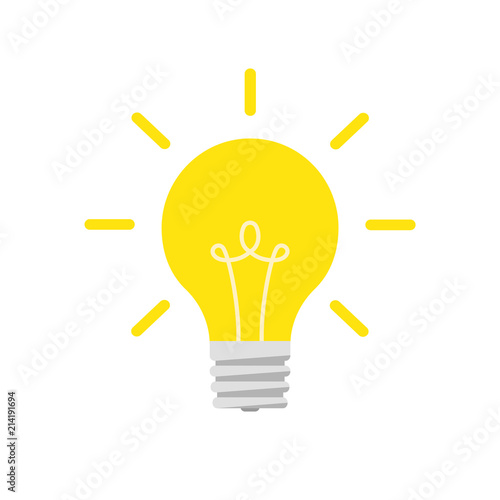 Flat lightbulb idea concept illustration. Isolated white background.