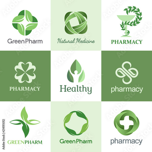 Set of vector logo design template for pharmacies, clinics, medical and health