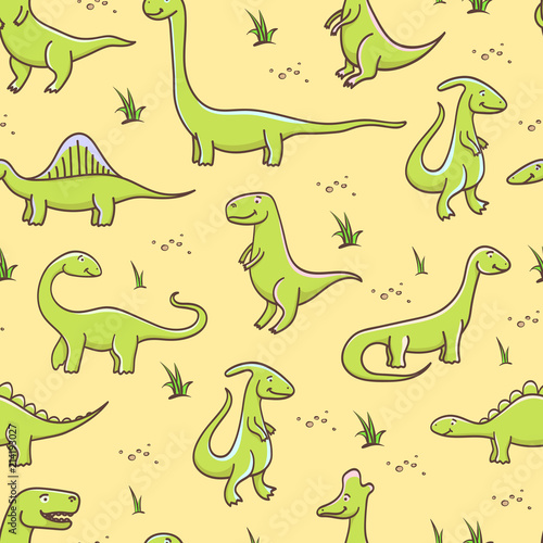 Cute cartoon dinosaurs pattern. Vector illustration
