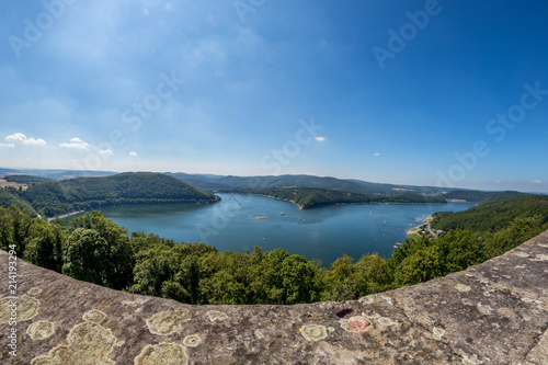 Blick auf den Edersee im Sommer von Schloß Waldeck aus photo