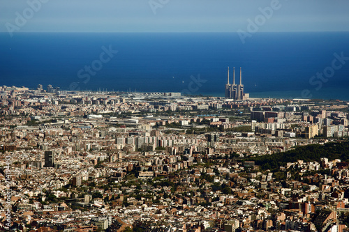 Top view from mountain to city by Mediterranean sea photo