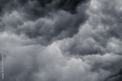 Sky with dark dramatic clouds during a thunderstorm or a hurricane_