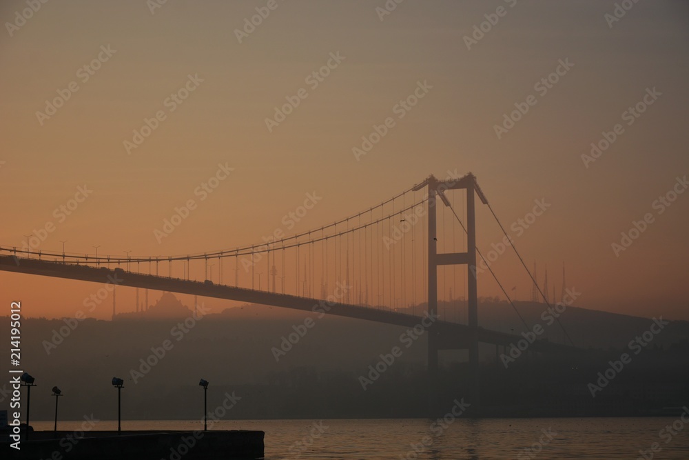 Bosphorus Bridge silhouette early in the morning Bosphorus Bridge silhouette early in the morning