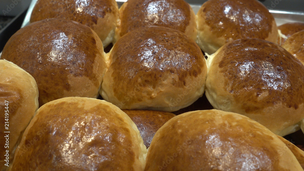 Small buns. Breakfast in the restaurant or cafe.