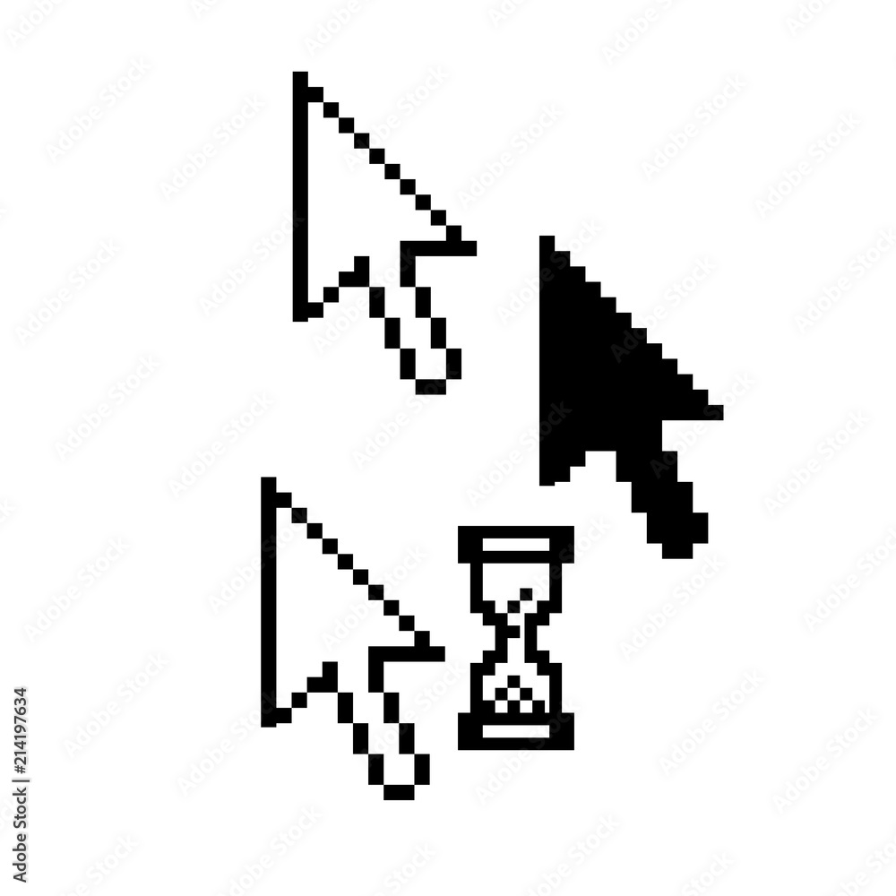 Mouse pointers - pixel arrow, hourglass icons Mouse pointers - pixel arrow, hourglass icons