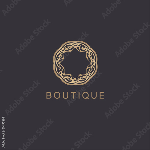 Vector logo design template for boutique hotel, restaurant, jewelry. Gold luxury monogram
