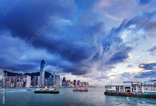 Canvas Print Hong Kong Cityscape in sunset