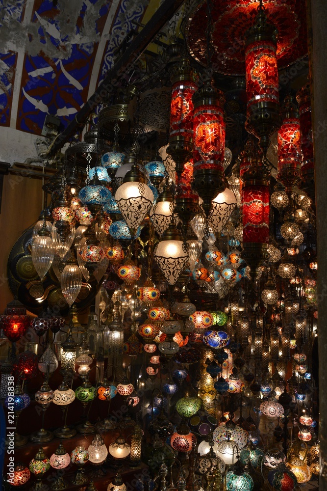 Traditional Turkish souvenir lamps and candles at Grand Bazaar