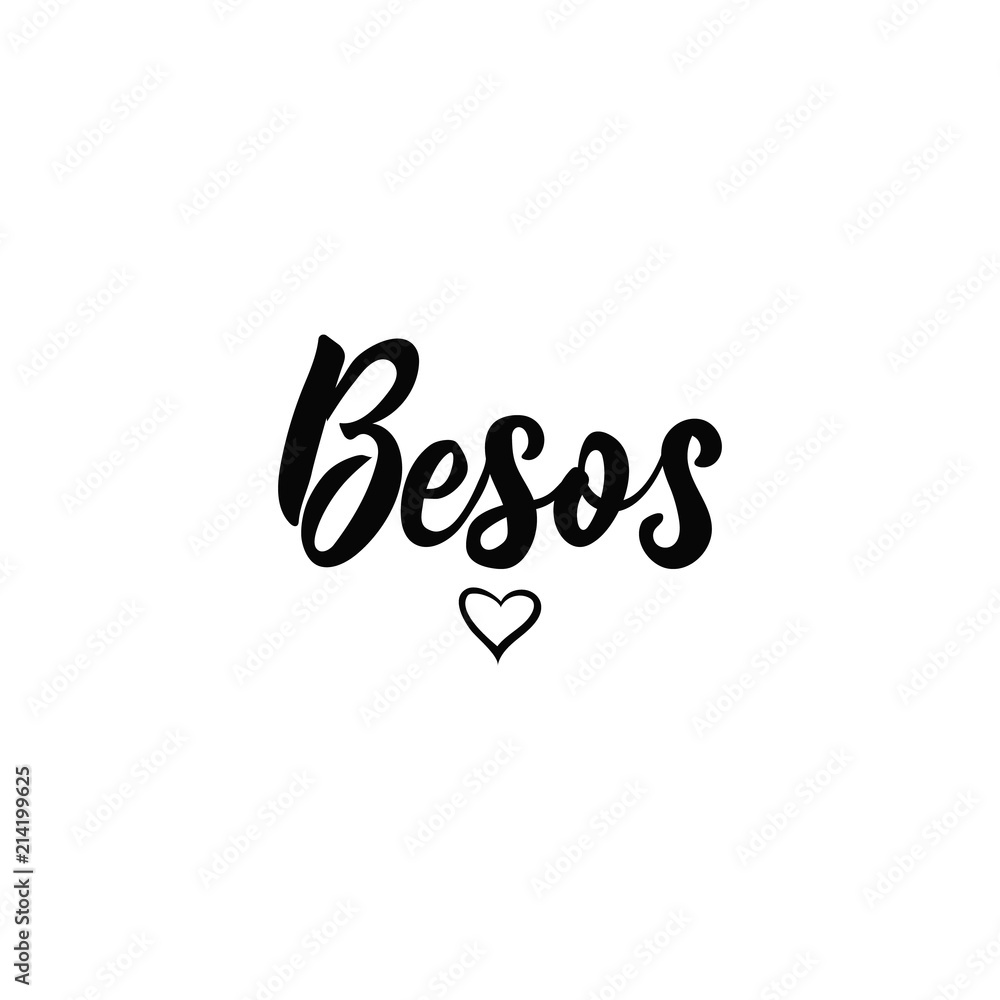 text in Spanish: Kisses. calligraphy vector illustration. text in Spanish: Kisses. calligraphy vector illustration.