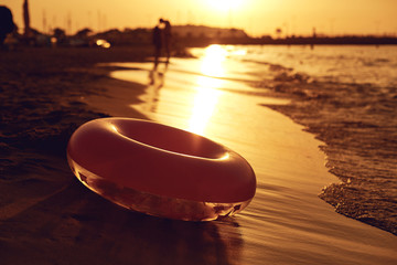 Beautiful sunset by the sea in the resort.