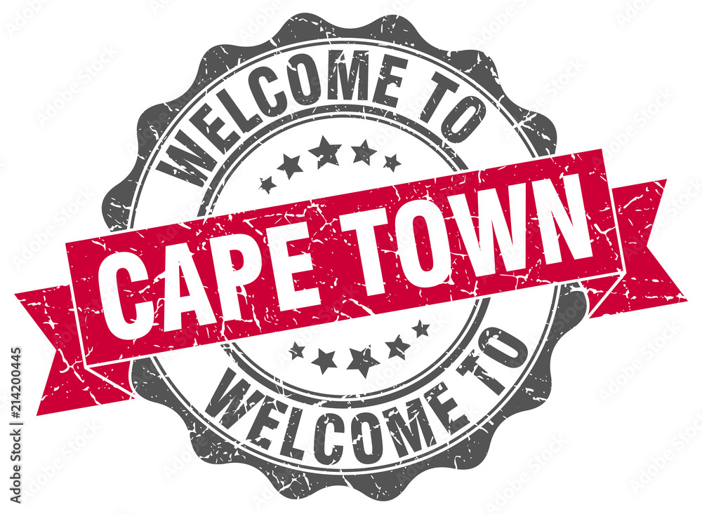 Obraz premium Cape Town round ribbon seal