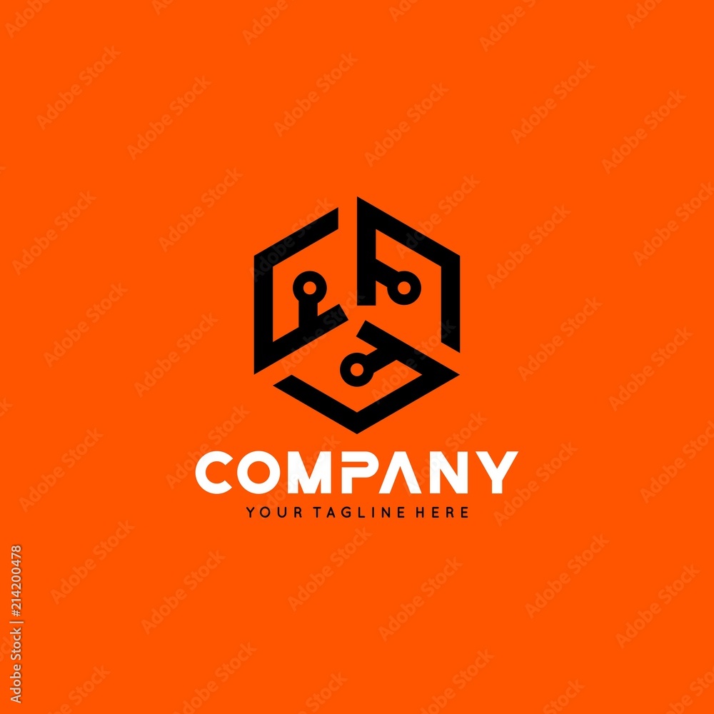 Technology polygonal logo design vector Technology polygonal logo design vector