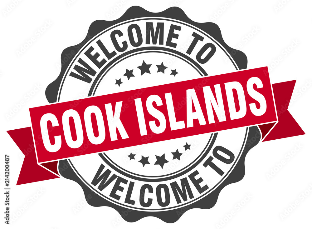Obraz premium Cook Islands round ribbon seal