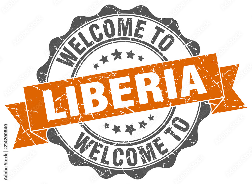 Obraz premium Liberia round ribbon seal