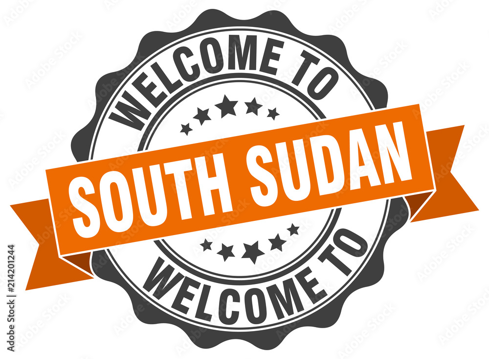 Fototapeta premium South Sudan round ribbon seal