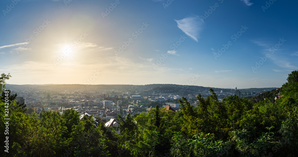 Germany, XXL skyline panorama of Stuttgart city from above