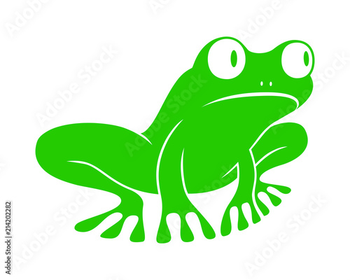 Icon frog. Flat symbol frog. Isolated green sign frog on white background. Logo. Tree frog. Vector Illustration