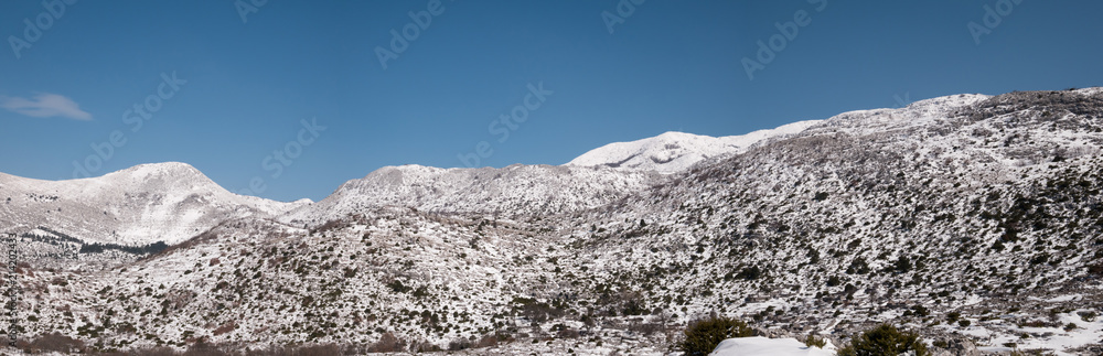 Mountain Biokovo panorama on sunny winter day