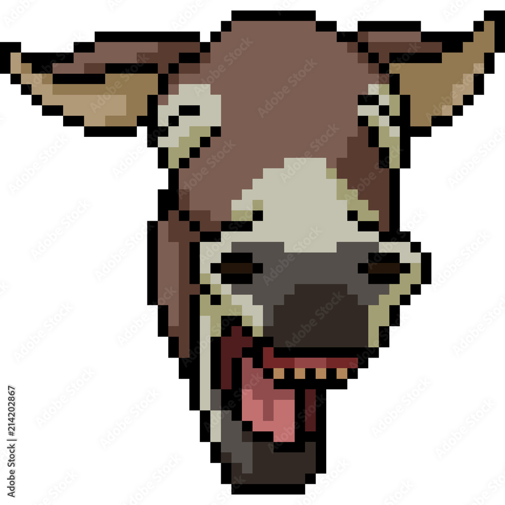 vector pixel art donkey face vector pixel art donkey face