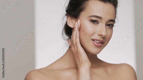 Close up portrait of make up model