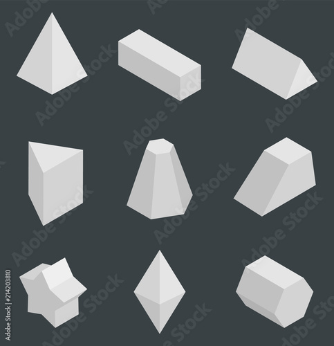 Isolated Prisms, Bright Geometric Figures Set