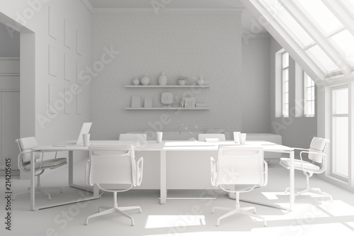 Model of conference room interior design. 3d rendering