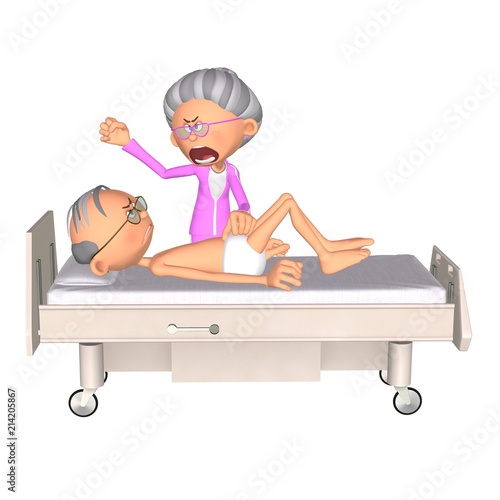 老老介護 イライラ編 おむつ交換 ２ Stock イラスト Adobe Stock