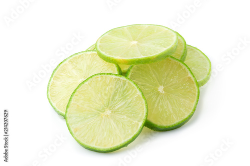 Lime slices isolated on a white background