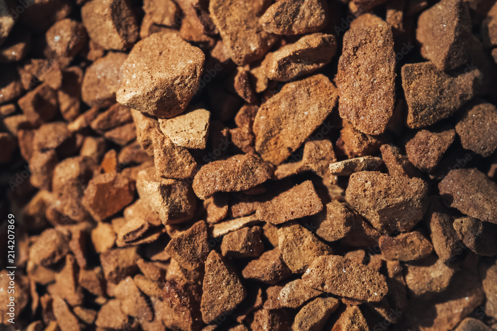 Сoffee granules close-ups in macro photography