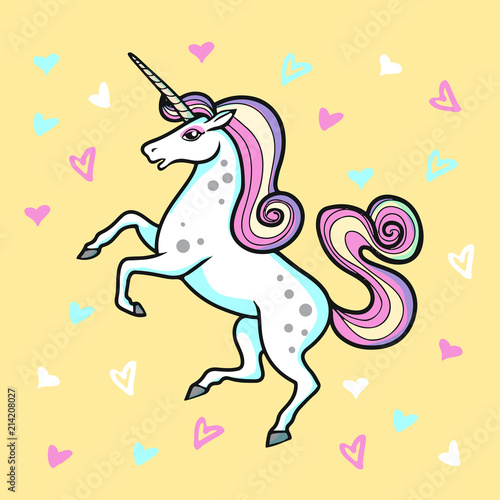 cartoon vector unicorn illustration pop art style 