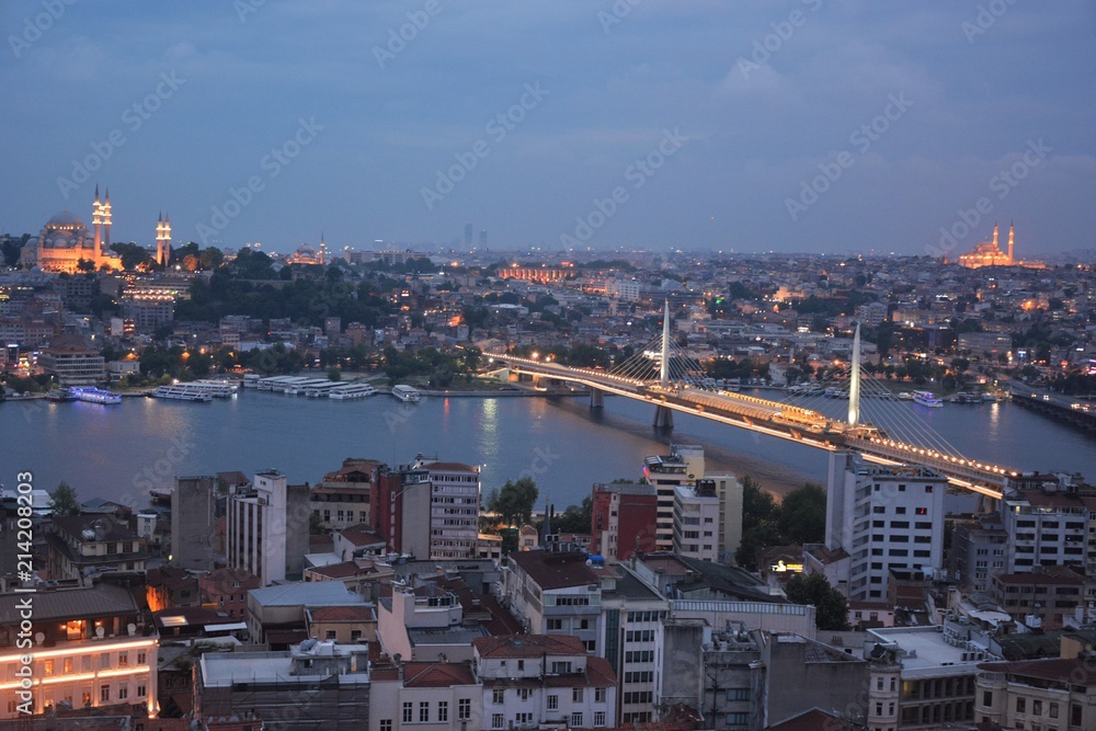 Obraz premium Golden Horn and the Peninsula view from Galata Tower