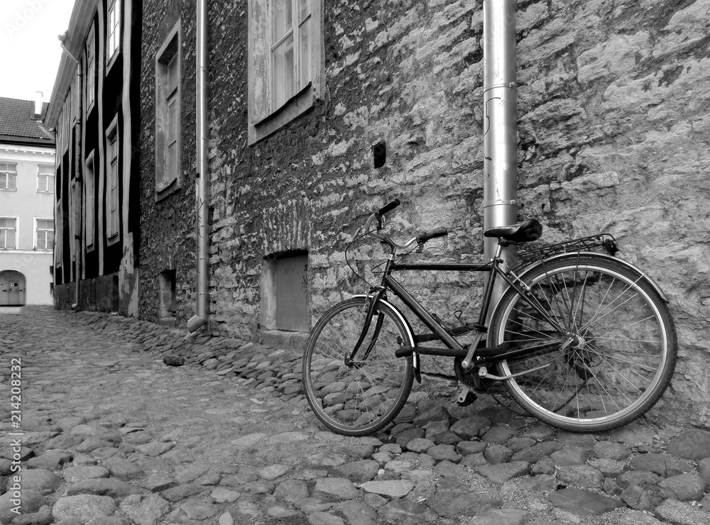 black and life street life retro bicycle