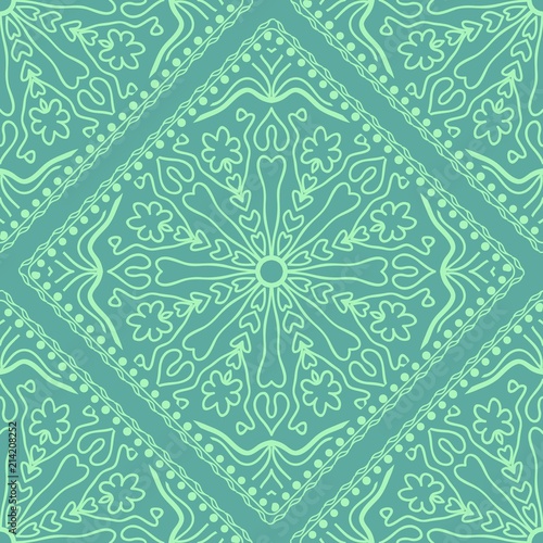 Mandala graphic background, square pattern with floral geometric ornament. vector illustration.