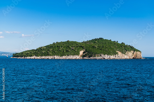 General view of the island of Otok Lokrum an incredible natural landscape a few meters from Dubrovnik. Photograph taken in Dubrovnik, Dalmatia, Croatia.