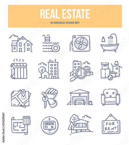 Real Estate Doodle Icons