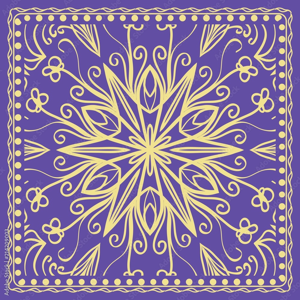 Design print for kerchief. The pattern of the mandala. Vector illustration. Design print for kerchief. The pattern of the mandala. Vector illustration.