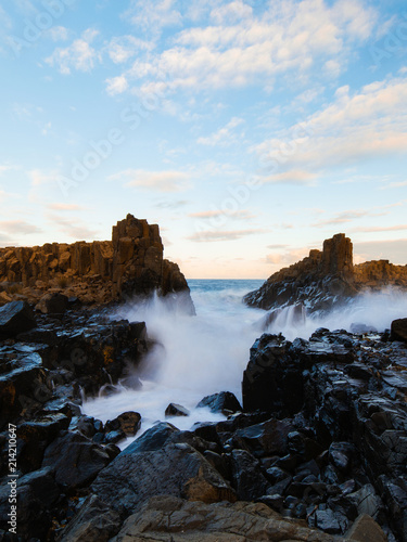 Long exposure of water in small channel at Bombo Quarry.