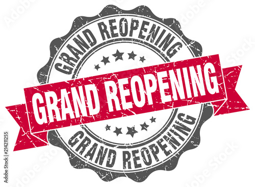 grand reopening stamp. sign. seal