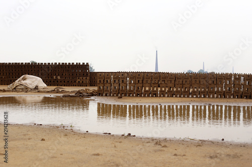 Brick Manufacturing factory located in rural India. photo