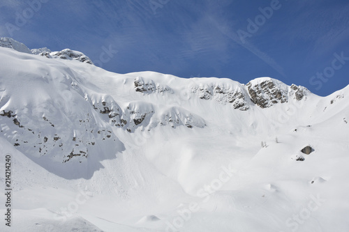 The slopes of Sella Nevea at the end of the ski season in early April, Friuli Venezia Giulia, north east Italy